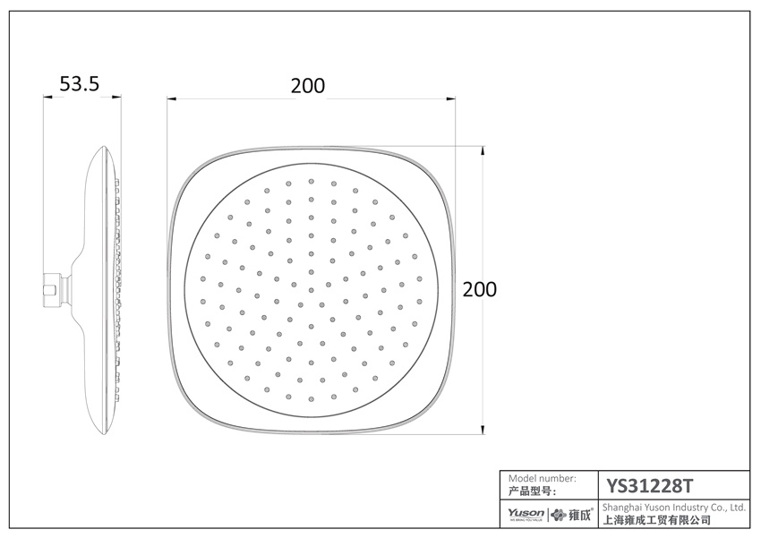 YS31228T	ABS shower head, rain shower head;