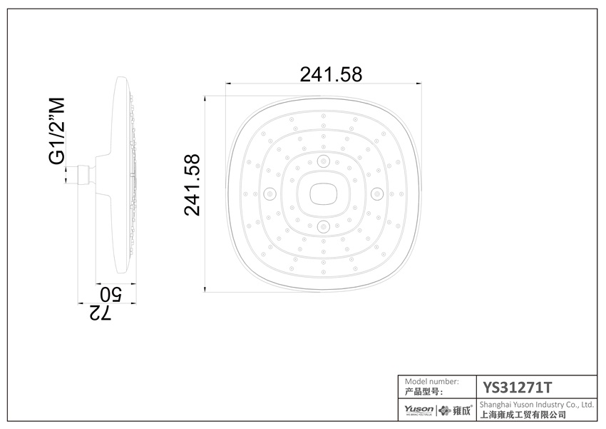 YS31271T	ABS shower head, rain shower head;
