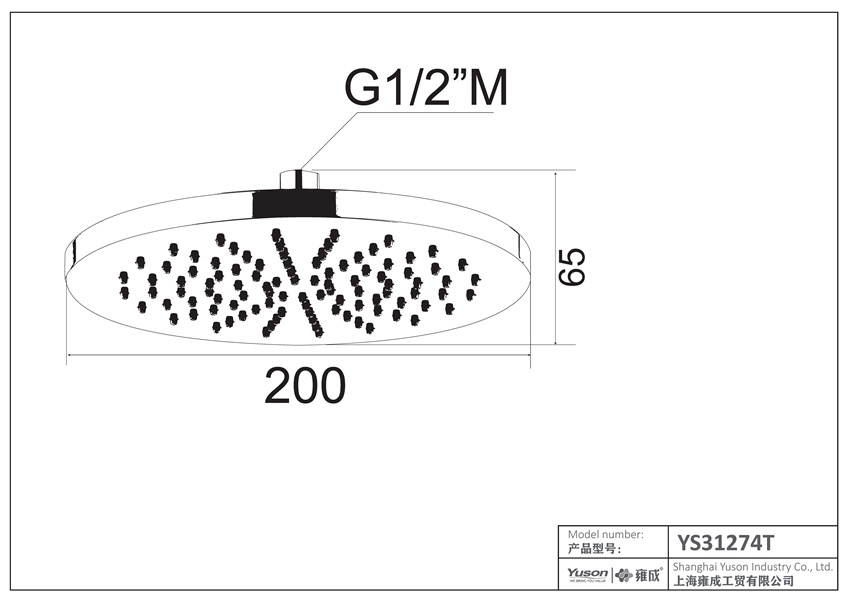 YS31274T	ABS shower head, rain shower head;