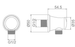YS434	Brass water inlet, wall shower connector;