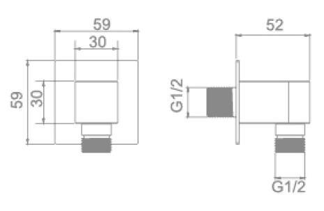 YS435	Brass water inlet, wall shower connector;