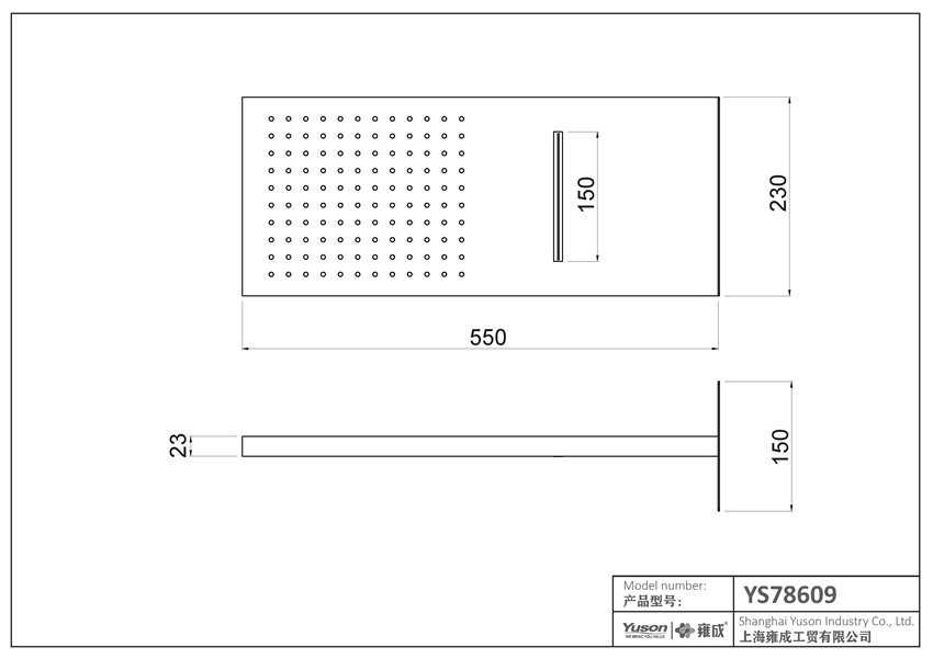 YS78609	SUS304 wall-mounted rain shower head with waterfall;