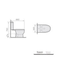 YS22206P	2-piece ceramic toilet, close coupled P-trap washdown toilet;