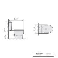 YS22207P	2-piece ceramic toilet, close coupled P-trap washdown toilet;