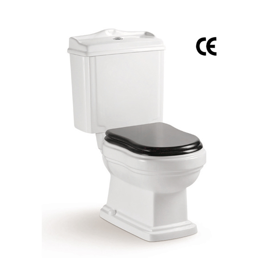 YS22209S	Retro design 2-piece ceramic toilet, close coupled P-trap washdown toilet;