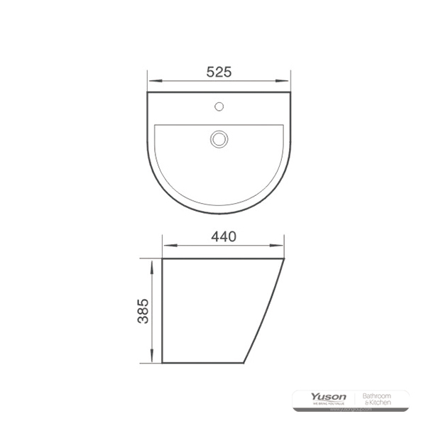 YS22261B	Ceramic wall mounted basin, one piece totem basin;