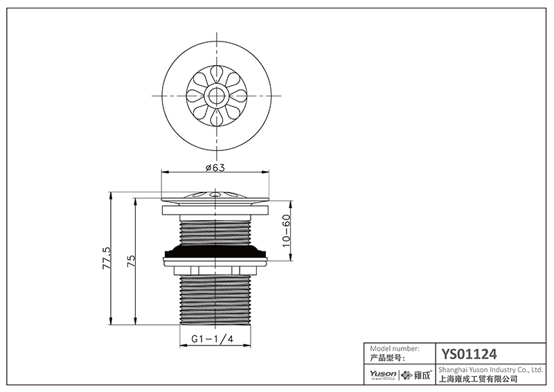 YS01124	Pop-up waste, free waste drain;