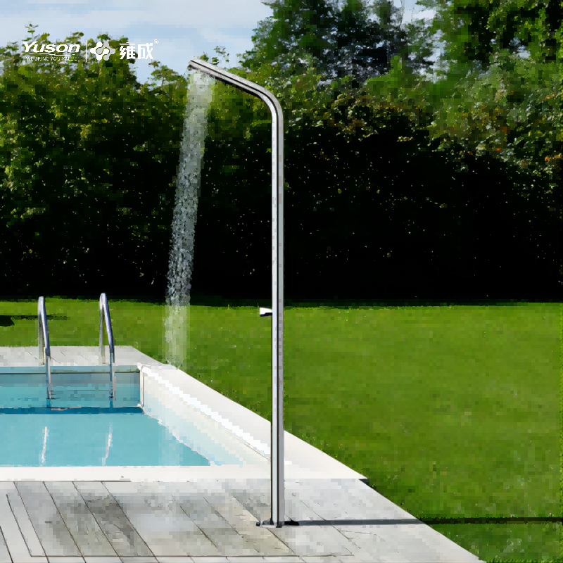 YS78659 3-Function 304 or 316l Outdoor Pool Shower Column For Poolside Resorts, Beachfront High Corrosion Area With Foot Rinsing Spray