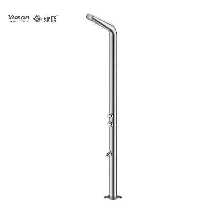 YS78660 3-Function 304 or 316l Outdoor Pool Shower Column For Poolside Resorts, Beachfront High Corrosion Area With Foot Spray