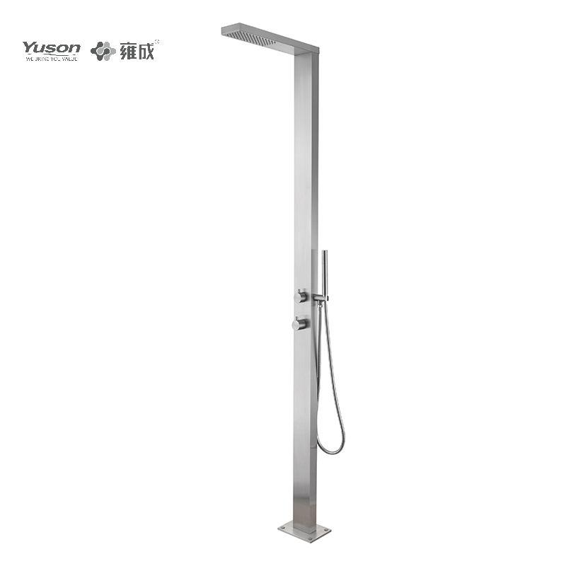 YS78665 Square Shape 2-Function 304 or 316l Outdoor Pool Shower Column For Poolside Resorts, Beachfront High Corrosion Area