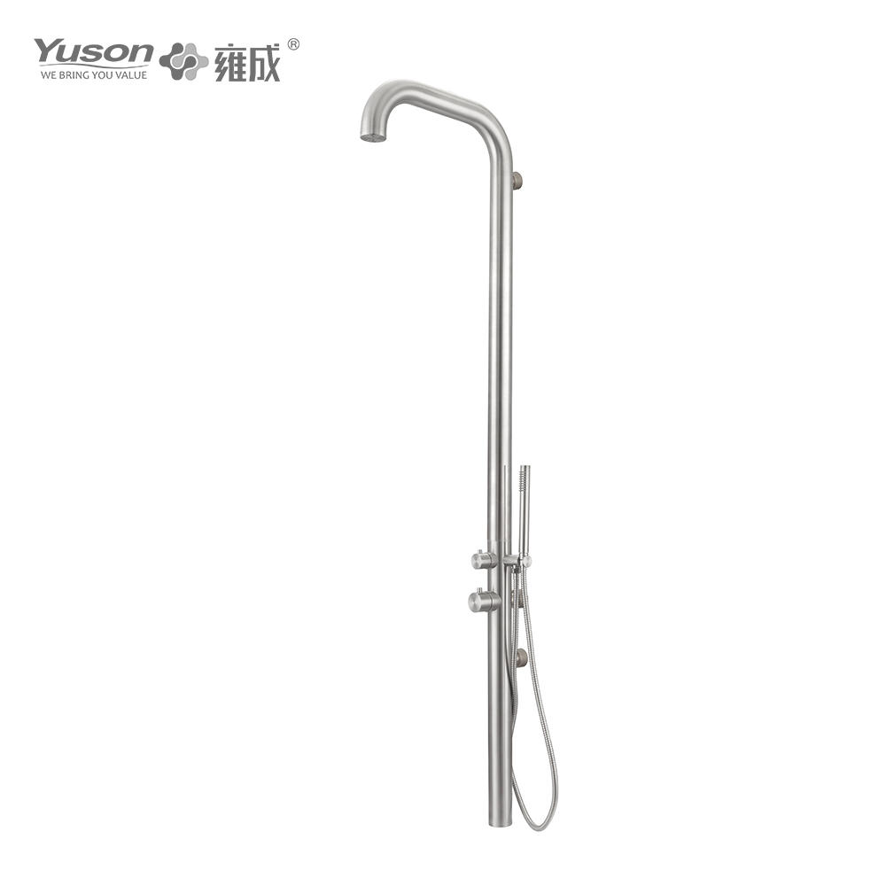 YS78681 Wall-Mounted 2-Function 304 or 316l Outdoor Pool Shower Column For Poolside Resorts, Beachfront High Corrosion Area