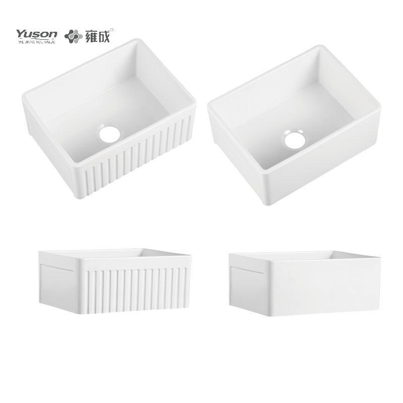 YS27110-2418	24x18 Inch Manufacturer VC Vitreous China Apron front kitchen sink single bowl large size in white color