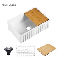 YS27112-3020	30x20 Inch Manufactuer Single Bowl VC Vitreous China Apron front kitchen sink farmhouse kitchen sink with drainboard