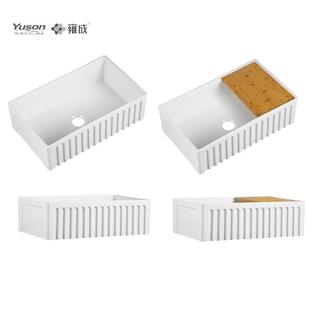 YS27112-3320	33x20 Inch Manufactuer Single Bowl VC Vitreous China Apron front kitchen sink farmhouse kitchen sink with drainboard