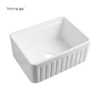 YS27121-2418	24x18 Inch Manufactuer Single Bowl VC Vitreous China Apron front kitchen sink farmhouse kitchen sink with step for chopping block