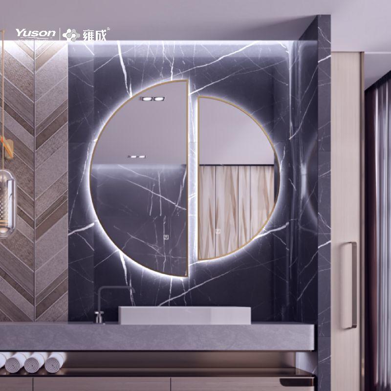 YS57015	Wholesale Moon Shape Aluminum Frame Bathroom mirror, LED mirror, illuminated mirror