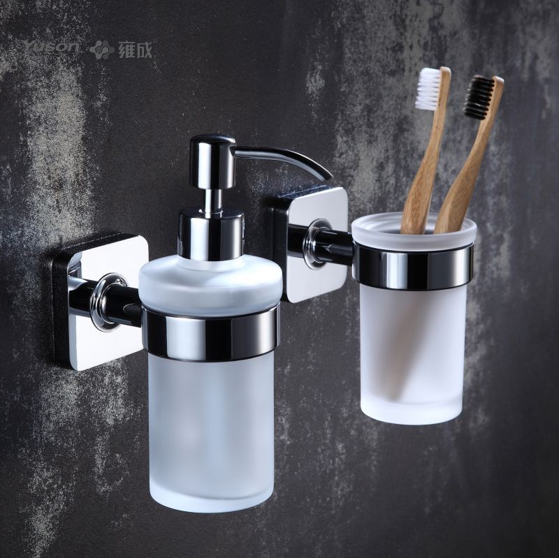 10184 Sleek Bathroom accessories, Tumbler holder, Wall- mounted, Brass Tumbler holder and Glass cup, square wall mount (Series 10100)