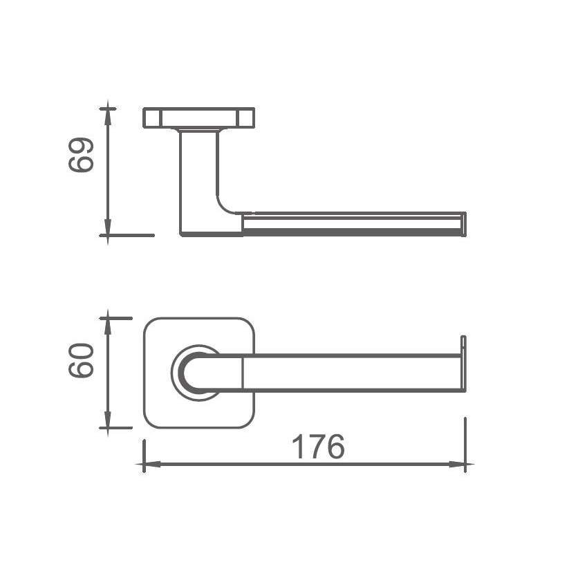 10186 Sleek Bathroom accessories, Toilet paper holder, Wall- mounted, Brass Toilet paper holder , square wall mount (Series 10100)
