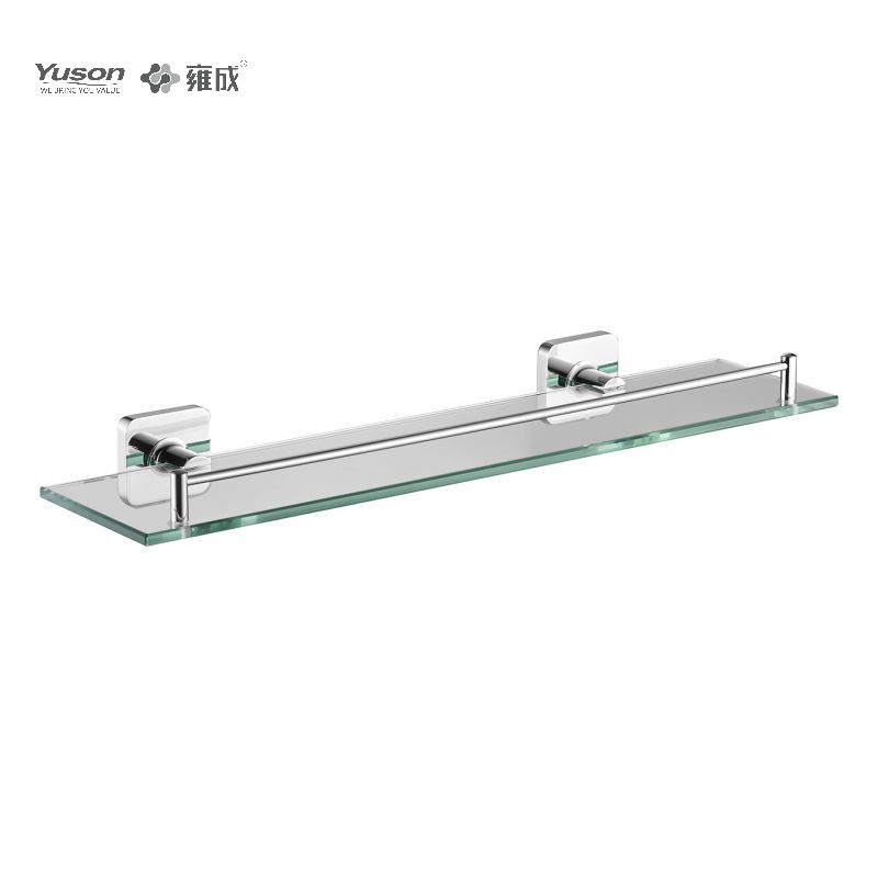 10187 Sleek Bathroom accessories, Towel shelves, Wall- mounted, Glass shelf, square wall mount (Series 10100)