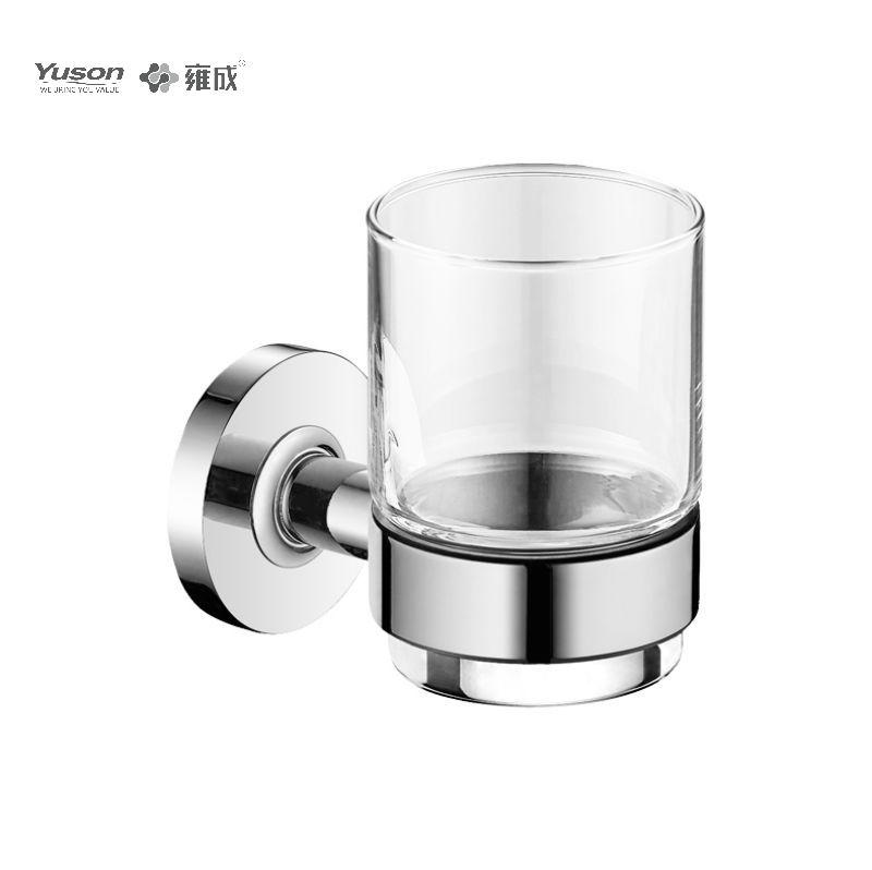 10284 Sleek Bathroom Accessories Brass Tumbler Holder With Glass Cup
