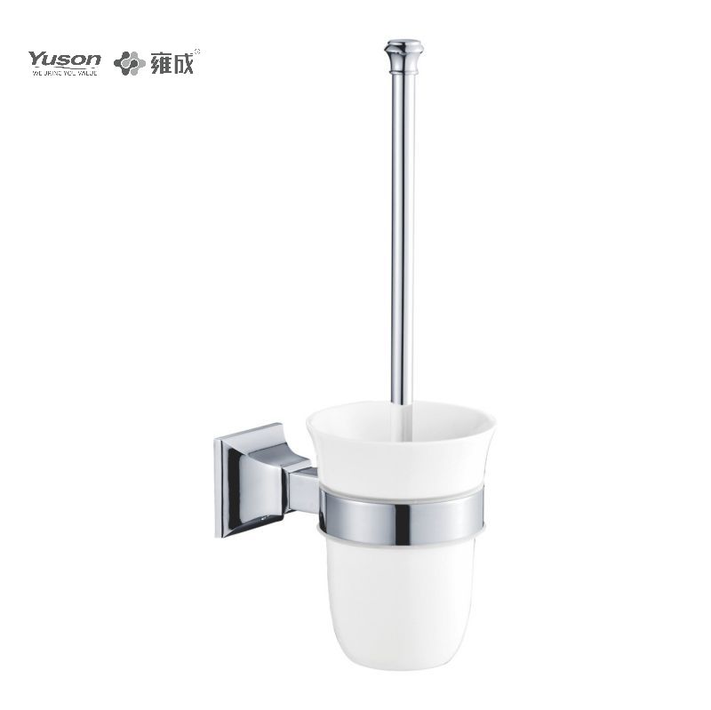 11190 Sleek Bathroom accessories, Toilet Brush with Frosted/Tempered Glass cup,Zinc/Brass/SUS Toilet Brush, wall- mounted(Series 11100)