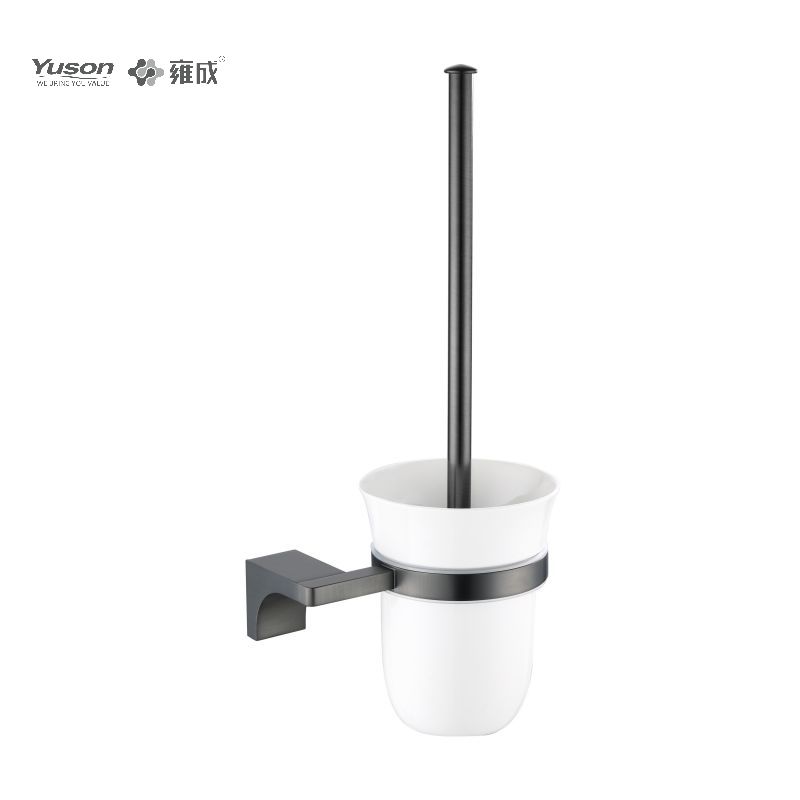 11890 Sleek Bathroom accessories, Toilet Brush with Frosted/Tempered Glass cup,Zinc/Brass/SUS Toilet Brush, wall- mounted(Series 11800)