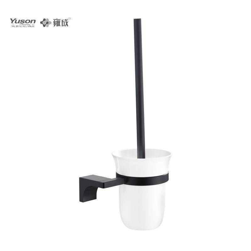 11890 Sleek Bathroom accessories, Toilet Brush with Frosted/Tempered Glass cup,Zinc/Brass/SUS Toilet Brush, wall- mounted(Series 11800)