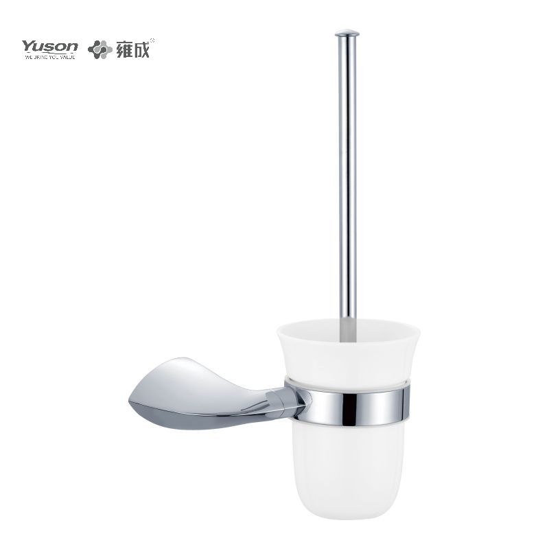 11990 Sleek Bathroom accessories, Toilet Brush with Frosted/Tempered Glass cup,Zinc/Brass/SUS Toilet Brush, wall- mounted(Series 11900)