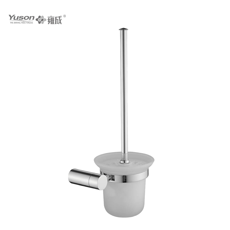 12090 Sleek Bathroom accessories, Toilet Brush with Frosted/Tempered Glass cup,Zinc/Brass/SUS Toilet Brush, wall- mounted(Series 12000)