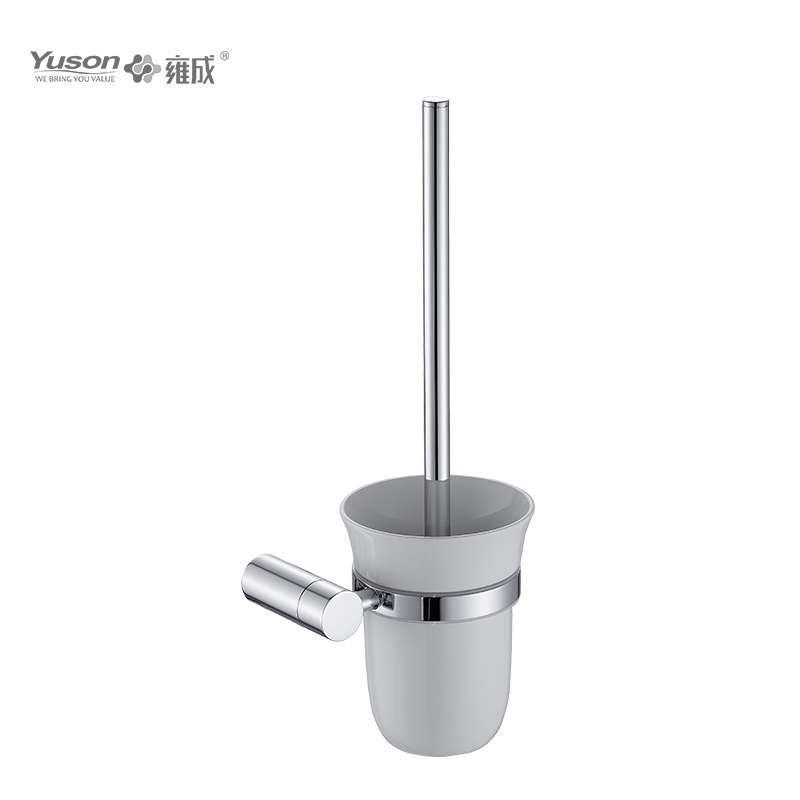 12090 Sleek Bathroom accessories, Toilet Brush with Frosted/Tempered Glass cup,Zinc/Brass/SUS Toilet Brush, wall- mounted(Series 12000)