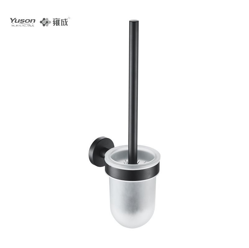 23790 Sleek Bathroom accessories, Toilet Brush with Frosted/Tempered Glass cup,Zinc/Brass/SUS Toilet Brush, wall- mounted(Series 23700)