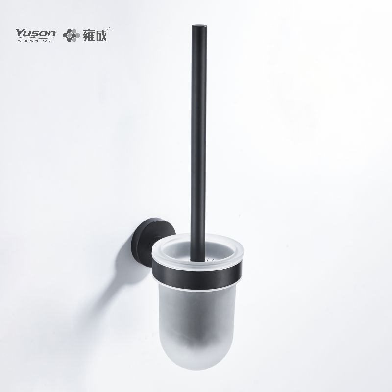 23790 Sleek Bathroom accessories, Toilet Brush with Frosted/Tempered Glass cup,Zinc/Brass/SUS Toilet Brush, wall- mounted(Series 23700)