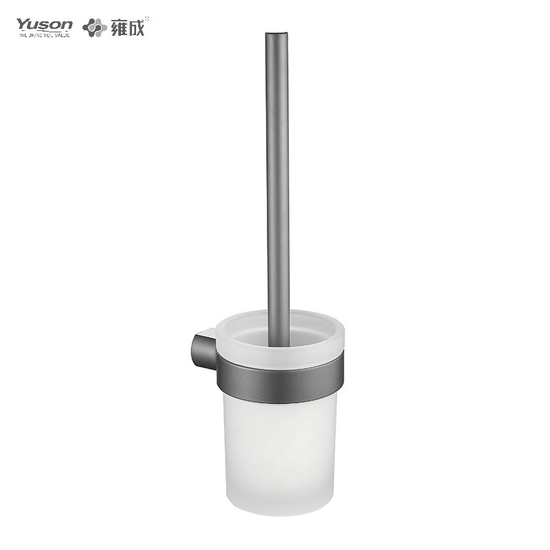 26790 Sleek Bathroom accessories, Toilet Brush with Frosted/Tempered Glass cup,Zinc/Brass/SUS Toilet Brush, wall- mounted(Series 26700)