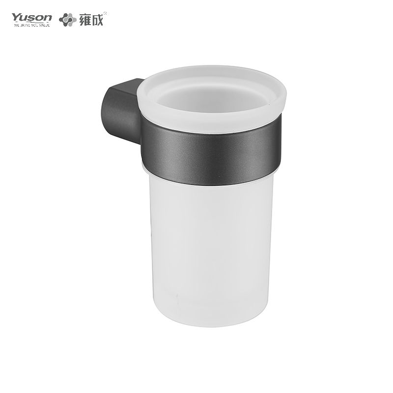 26790B Sleek Bathroom accessories, Toilet Brush with Frosted/Tempered Glass cup,Zinc/Brass/SUS Toilet Brush, wall- mounted(Series 26700)